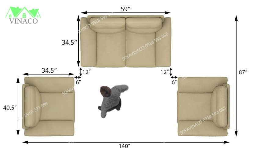 Bộ ghế sofa da nhiều kích thước nhiều kiểu sắp xếp